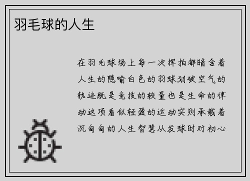 羽毛球的人生